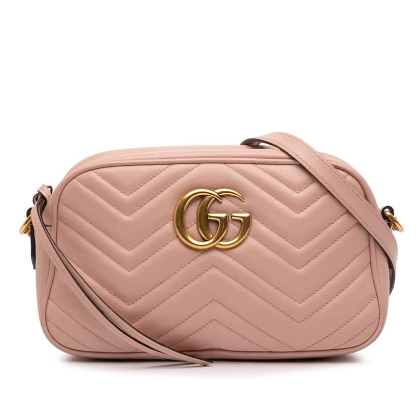 Gucci Small GG Marmont Matelasse Leather Crossbody Pink Leather Very good condition - Front View