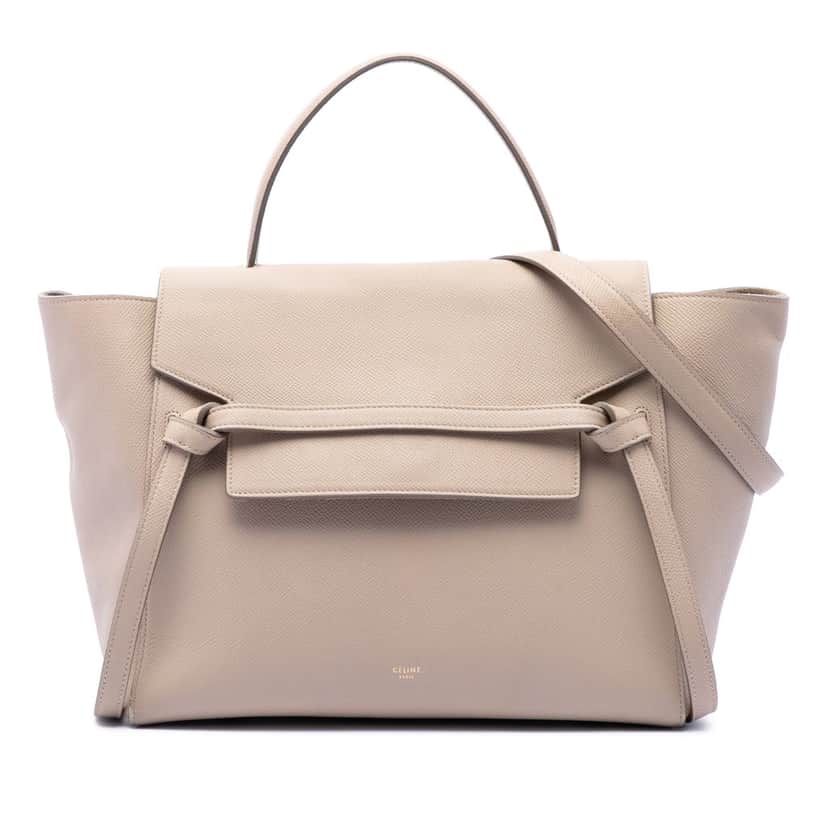 Celine Mini Grained Calfskin Belt Bag Beige Leather Very good condition - Front View