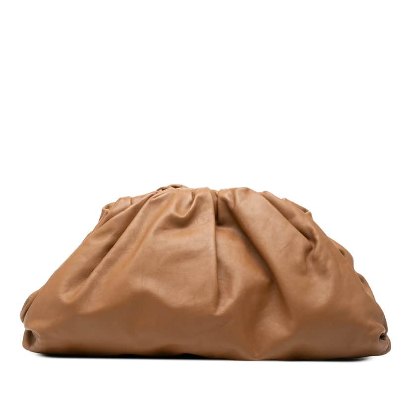 Bottega Veneta Lambskin The Pouch Brown Leather Very good condition - Front View