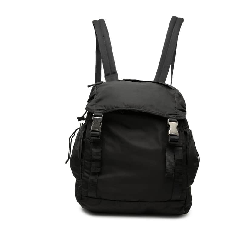 Prada Tessuto Montagna Double Buckle Backpack Black Very good condition - Front View