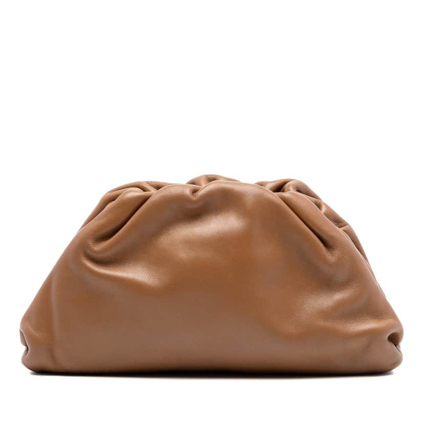 Bottega Veneta Lambskin The Pouch Brown Leather Very good condition - Front View