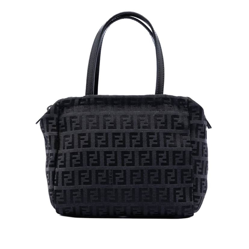 Fendi Zucchino Canvas Handbag Black Very good condition - Front View