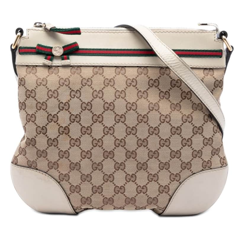 Gucci GG Canvas Web Mayfair Crossbody Beige Very good condition - Front View