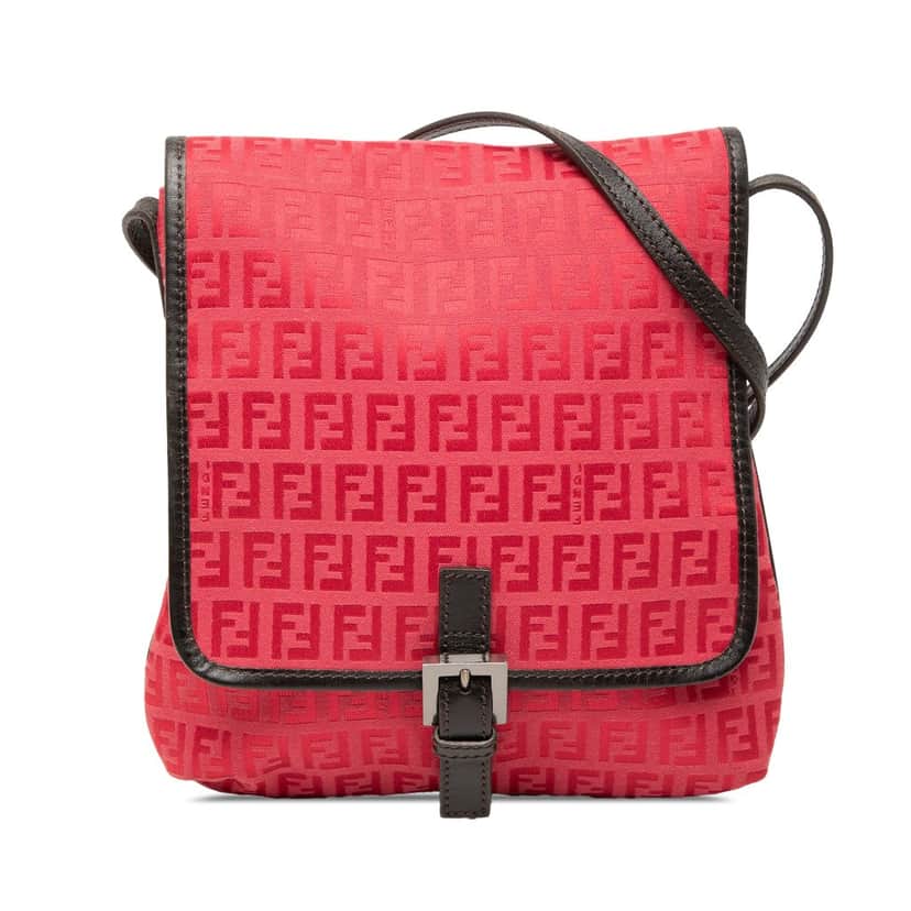 Fendi Zucchino Canvas Crossbody Red Very good condition - Front View