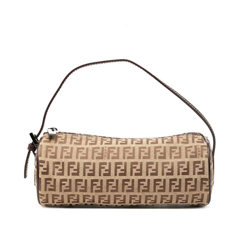 Fendi Zucchino Canvas Barrel Pochette Brown Good condition - Front View
