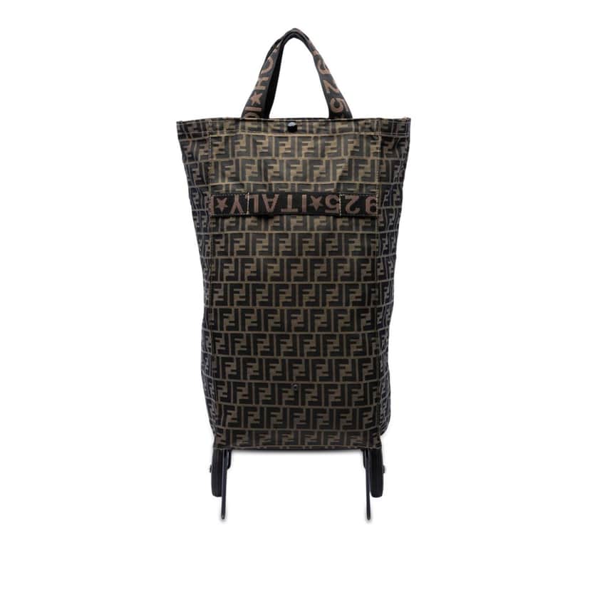 Fendi Zucca Canvas Foldable Jolly Trailer Rolling Cart Brown Very good condition - Front View