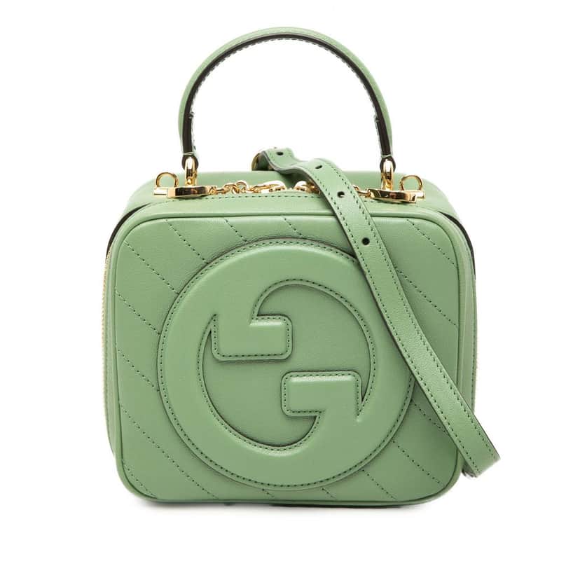 Gucci Matelasse Calfskin Blondie Top Handle Satchel Green Leather Very good condition - Front View