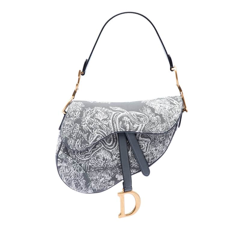 Dior Canvas Embroidered Reverse Toile De Jouy Saddle Bag Other Very good condition - Front View