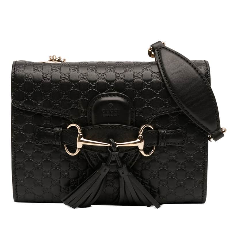 Gucci Mini Microguccissima Emily Crossbody Black Leather Very good condition - Front View
