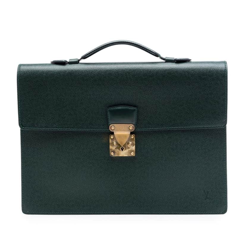 Louis Vuitton Taiga Serviette Kourad Briefcase Green Leather Very good condition - Front View