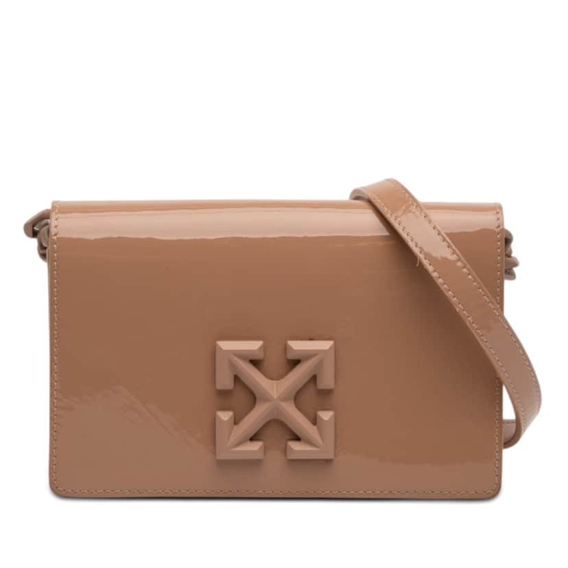 Off-White Patent Jitney 0.5 Crossbody Brown Leather Very good condition - Front View
