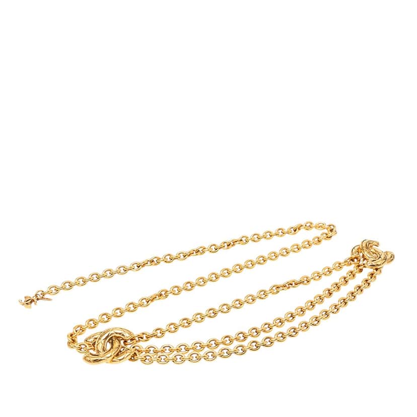 Chanel Gold Plated Quilted CC Triple Chain Belt Gold Metal Very good condition - Front View