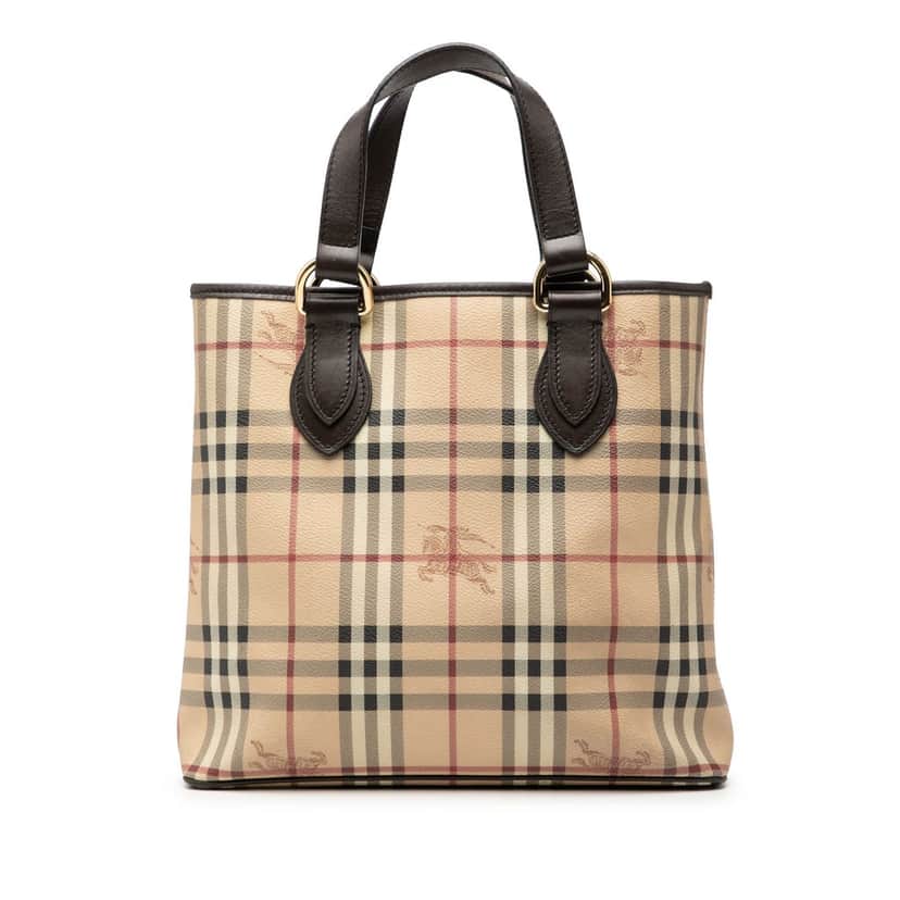 Burberry Haymarket Check Coated Canvas Tote Beige Very good condition - Front View