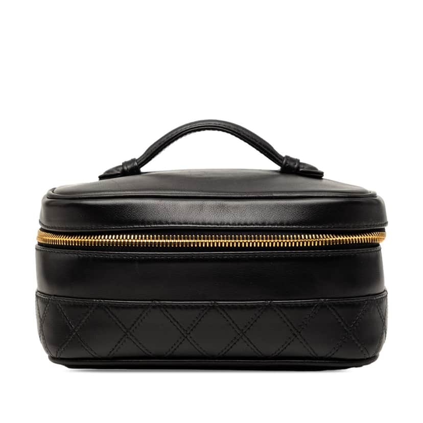 Chanel CC Quilted Lambskin Vanity Bag Black Leather Very good condition - Front View
