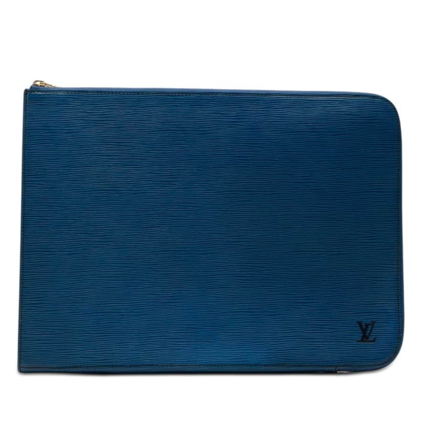 Louis Vuitton Epi Poche Documents Portfolio Blue Leather Very good condition - Front View