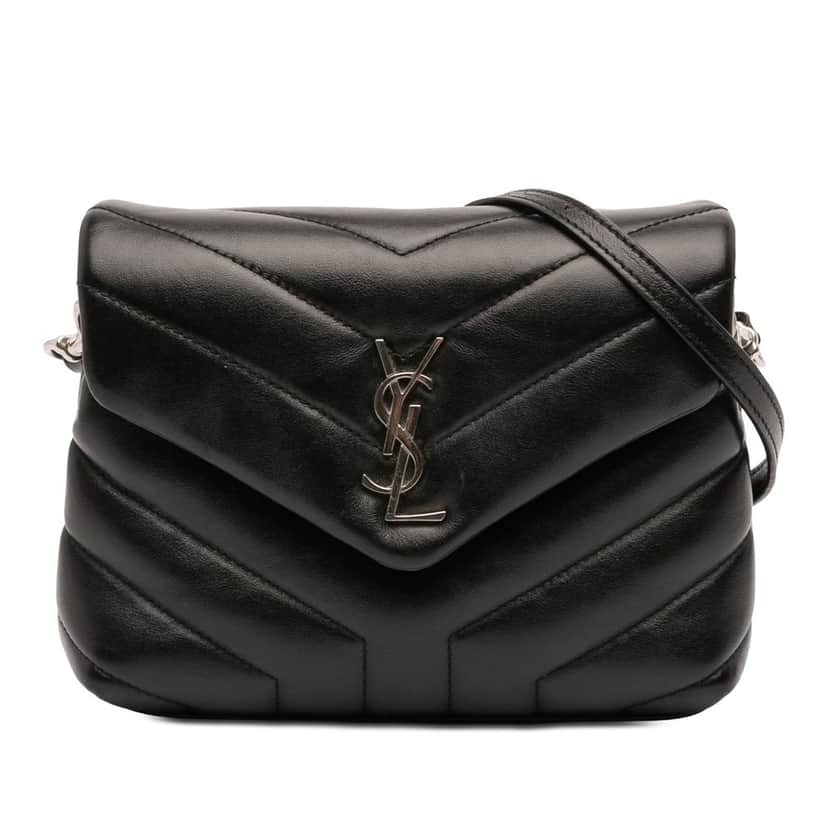 Saint Laurent Toy Matelasse Calfskin Monogram LouLou Crossbody Black Leather Very good condition - Front View