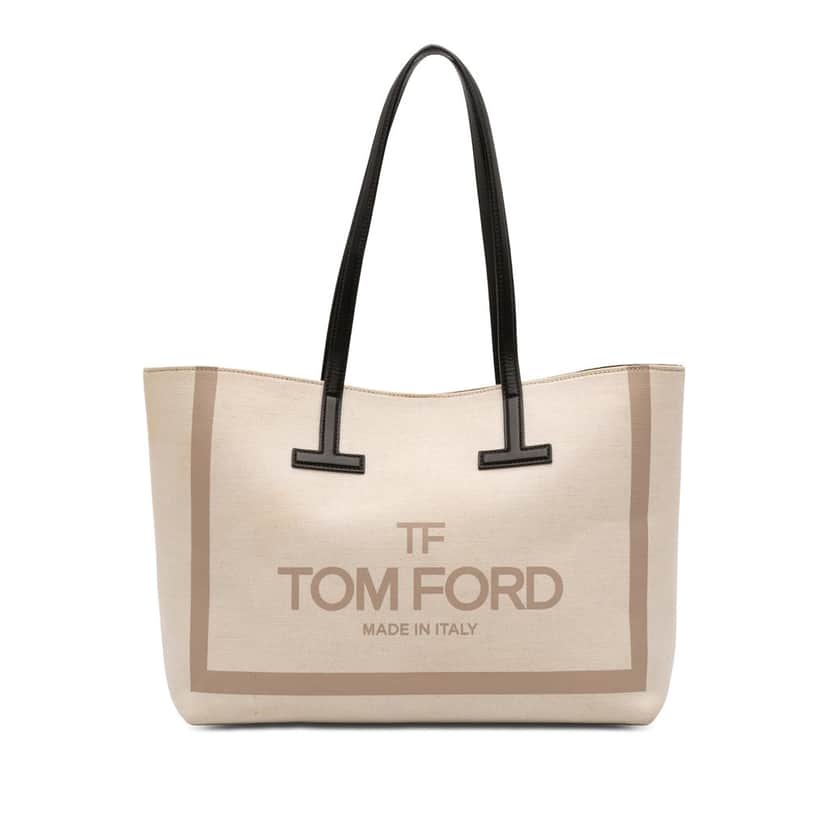 Tom Ford Small Canvas T Tote Beige Very good condition - Front View