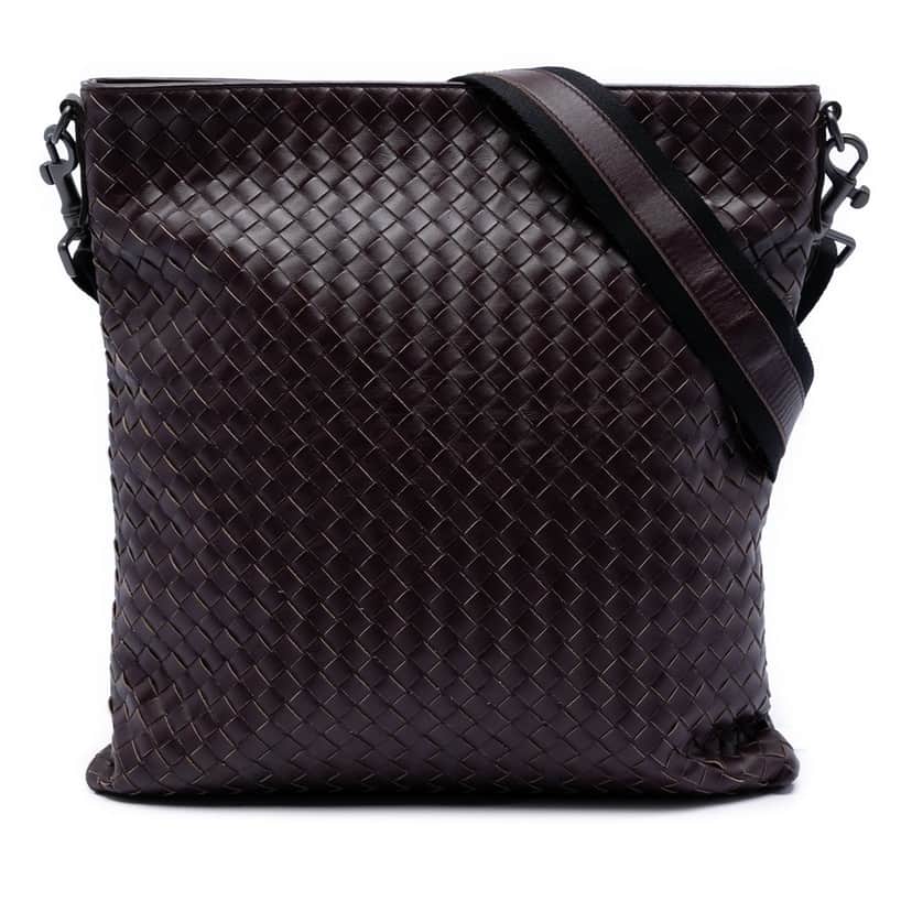 Bottega Veneta Nappa Intrecciato VN Crossbody Brown Leather Very good condition - Front View
