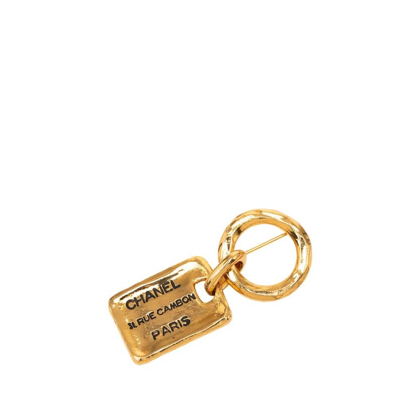 Chanel Gold Plated 31 Rue Cambon Tag Brooch Gold Metal Very good condition - Front View