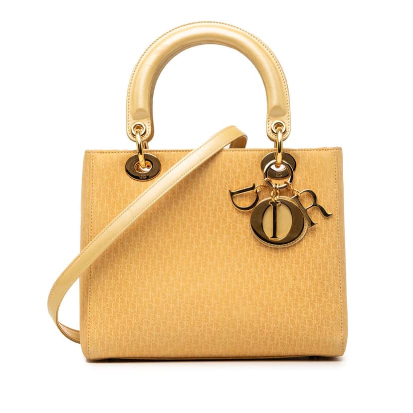 Dior Medium Suede Diorissimo Lady Dior Beige Leather Very good condition - Front View