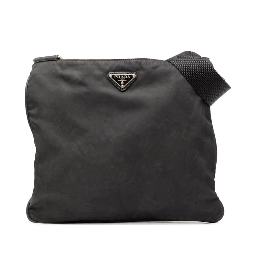 Prada Tessuto Zip Top Crossbody Black Very good condition - Front View