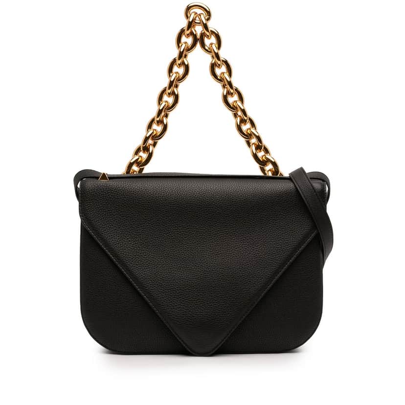 Bottega Veneta Medium Leather Mount Envelope Chain Bag Black Leather Very good condition - Front View