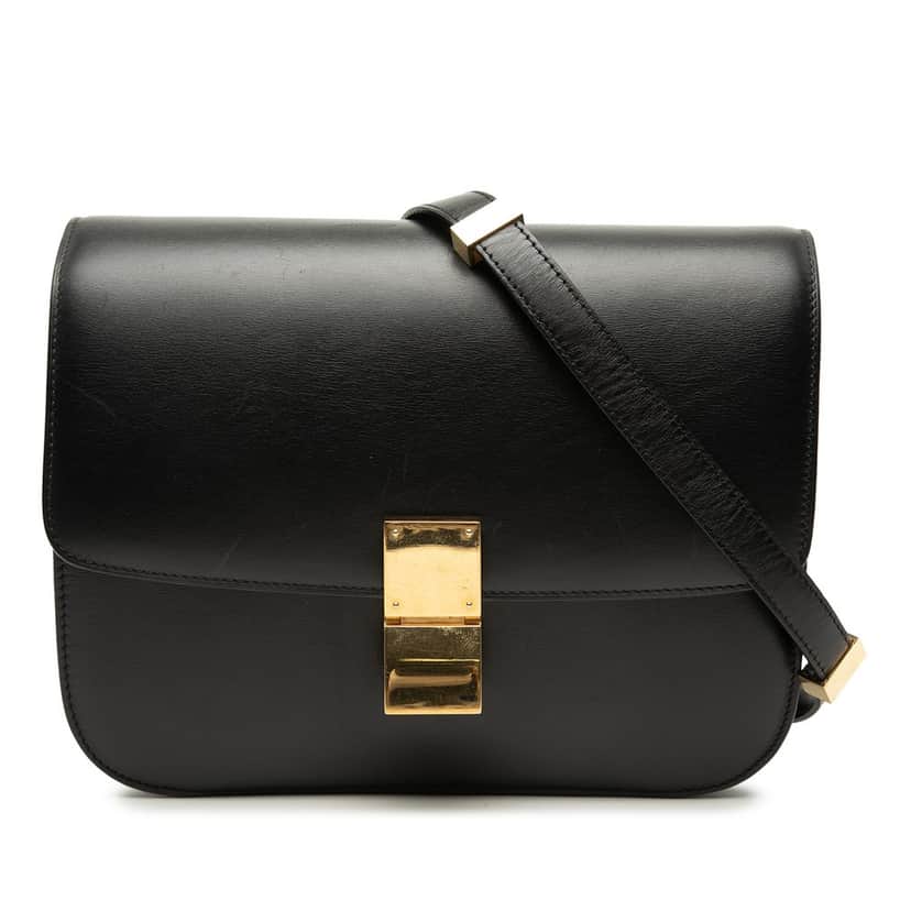Celine Medium Calfskin Classic Box Black Leather Very good condition - Front View
