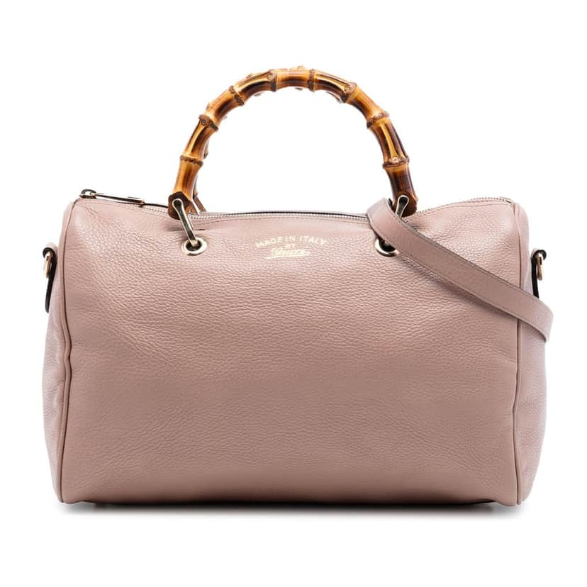 Gucci Medium Calfskin Bamboo Shopper Boston Bag Brown Leather Very good condition - Front View