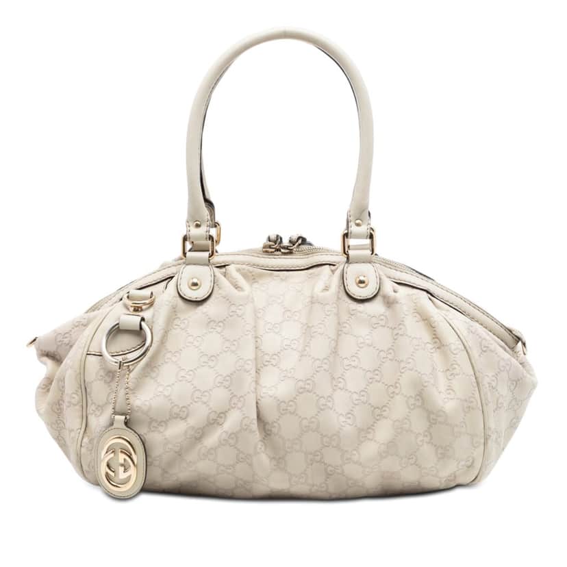 Gucci Guccissima Sukey Satchel White Leather Very good condition - Front View