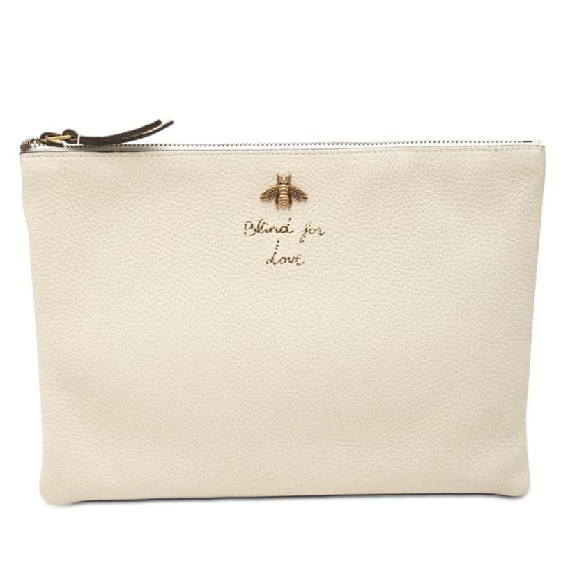 Gucci Calfskin Blind For Love Clutch White Leather Very good condition - Front View