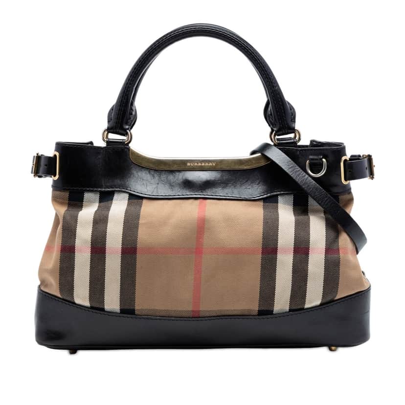 Burberry Small House Check Canvas Bridle Hepburn Satchel Brown Very good condition - Front View