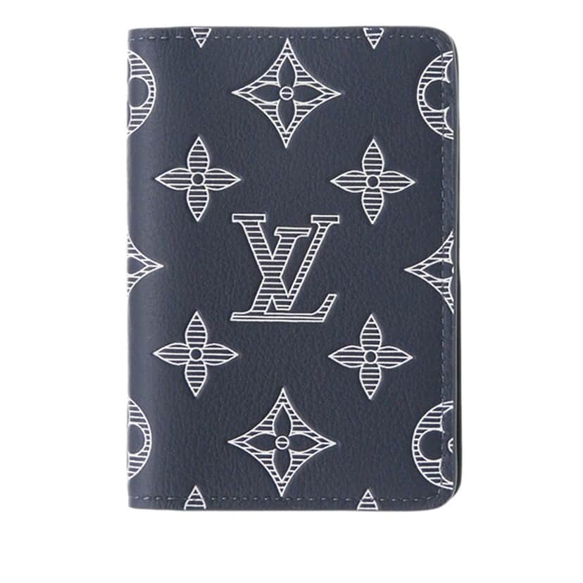 Louis Vuitton Monogram Shadow Pocket Organizer Blue Leather Very good condition - Front View