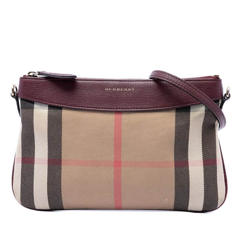 Burberry House Check Canvas Derby Peyton Crossbody Brown Very good condition - Front View