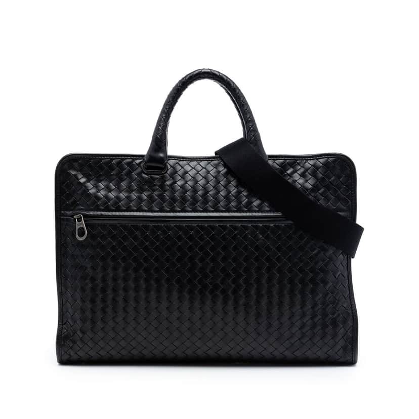 Bottega Veneta Nappa Intrecciato Business Bag Black Leather Very good condition - Front View