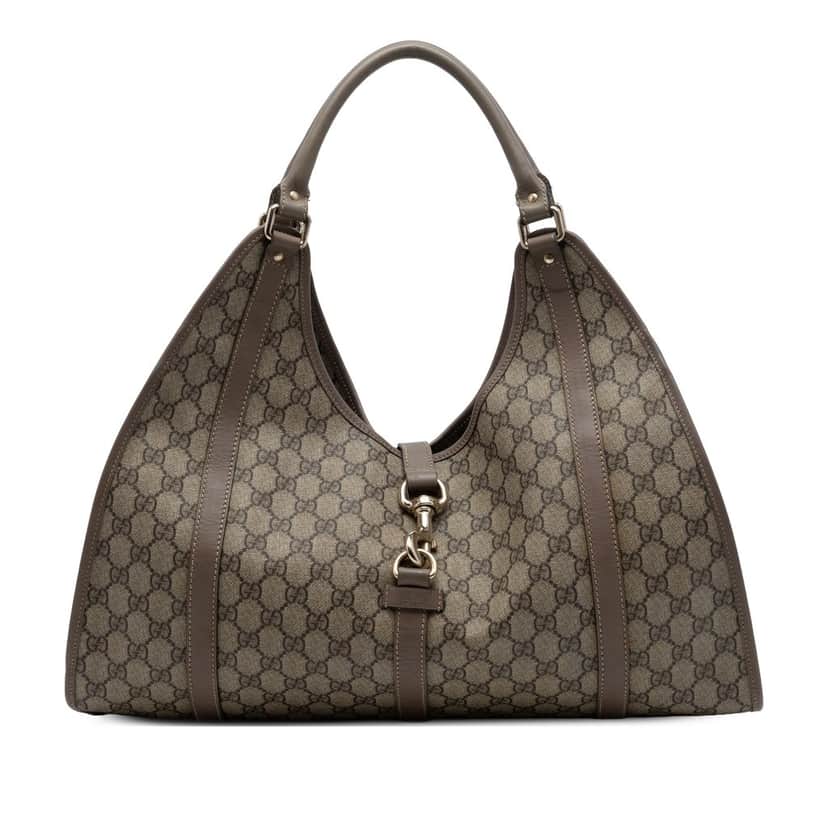 Gucci Large GG Supreme Jackie Joy Bardot Shoulder Bag Beige Very good condition - Front View