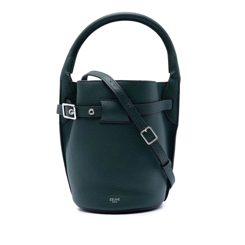 Celine Nano Leather Big Bucket Bag Green Leather Very good condition - Front View