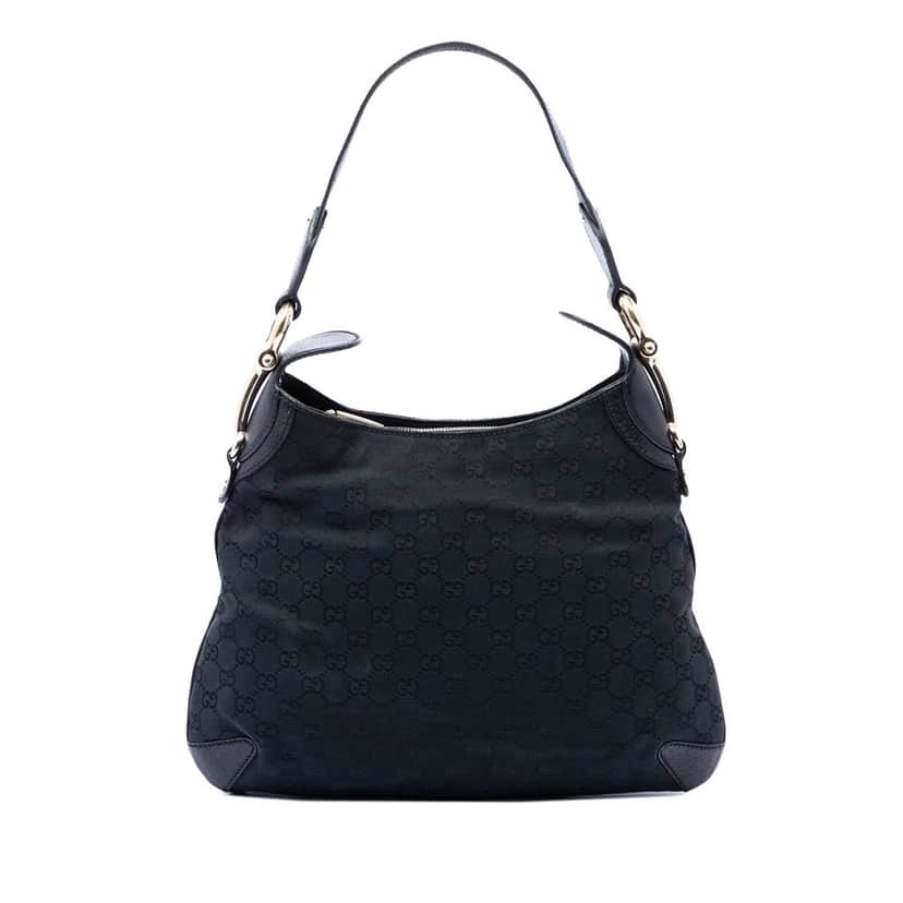 Gucci GG Canvas Horsebit Creole Hobo Black Very good condition - Front View