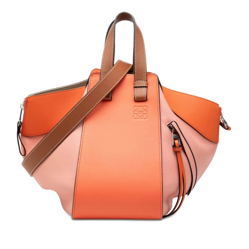 Loewe Small Tricolor Soft Grained Calfskin Hammock Bag Orange Leather Very good condition - Front View