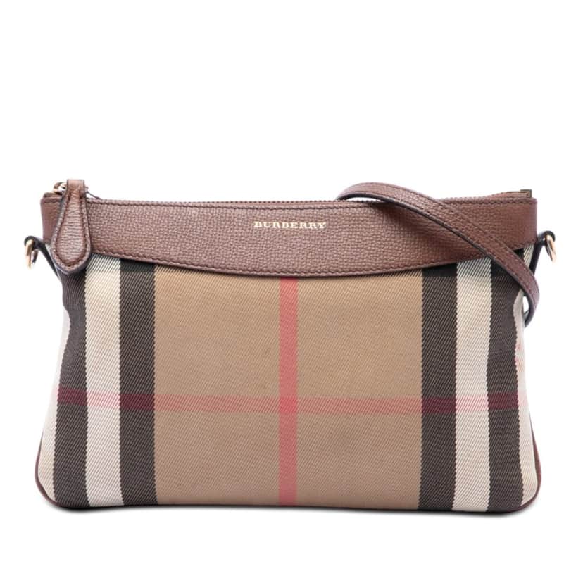 Burberry House Check Canvas Derby Peyton Crossbody Brown Very good condition - Front View