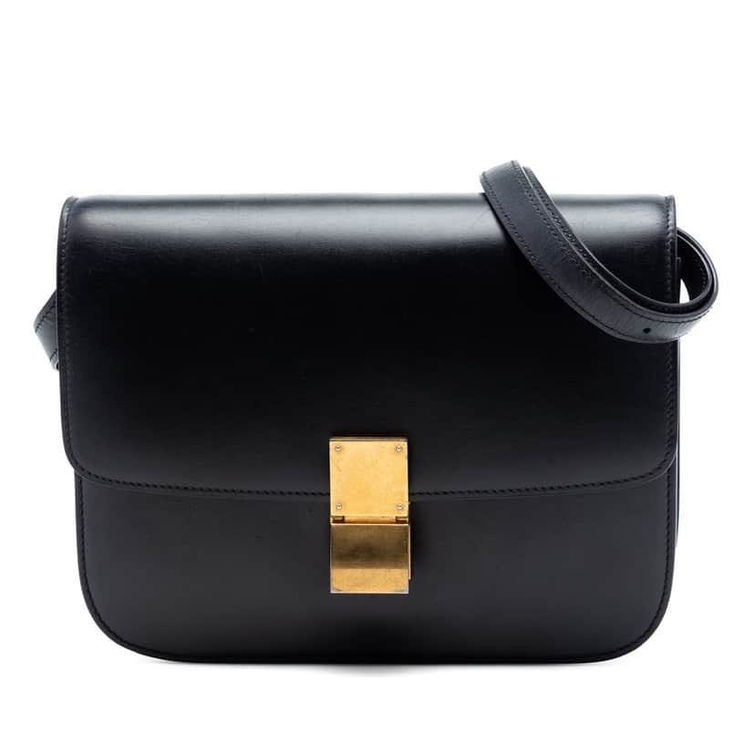 Celine Medium Calfskin Classic Box Black Leather Very good condition - Front View