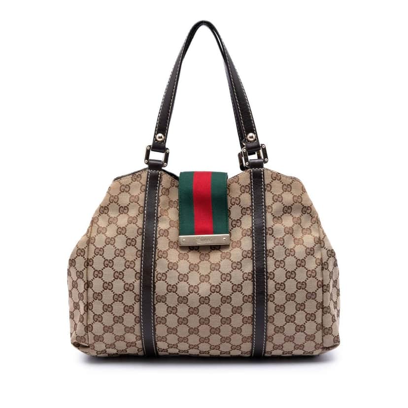 Gucci GG Canvas Web New Ladies Tote Beige Very good condition - Front View