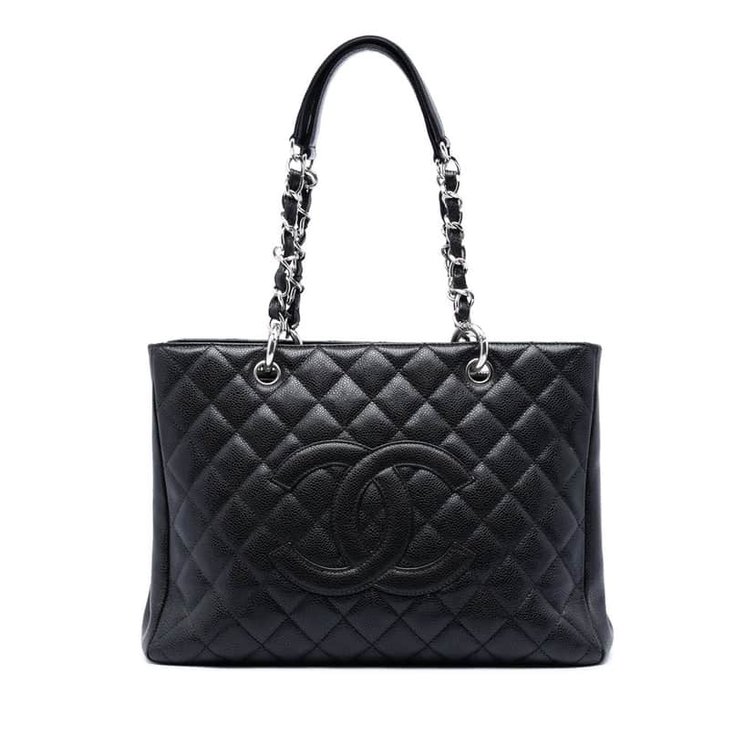 Chanel Caviar Grand Shopping Tote Black Leather Very good condition - Front View