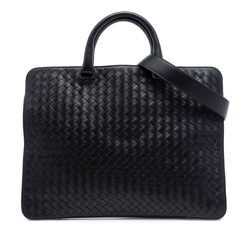 Bottega Veneta Nappa Intrecciato Business Bag Black Leather Very good condition - Front View