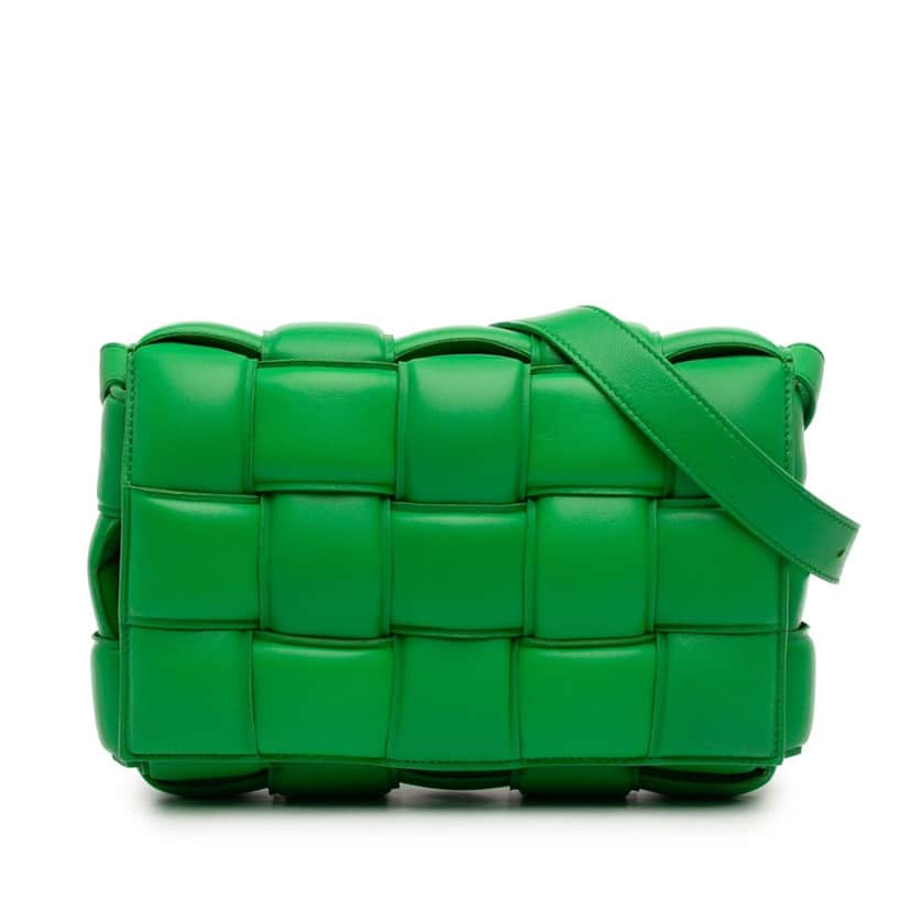Bottega Veneta Nappa Intrecciato Padded Cassette Crossbody Green Leather Very good condition - Front View