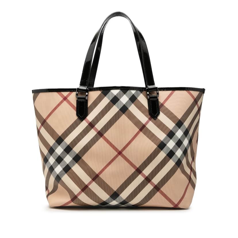 Burberry Supernova Check Coated Canvas Tote Beige Very good condition - Front View