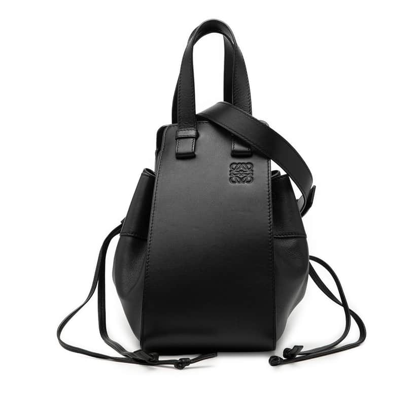 Loewe Small Leather Drawstring Hammock Bag Black Leather Very good condition - Front View