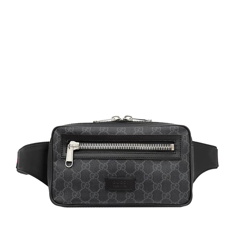 Gucci GG Supreme Web Belt Bag Black Very good condition - Front View