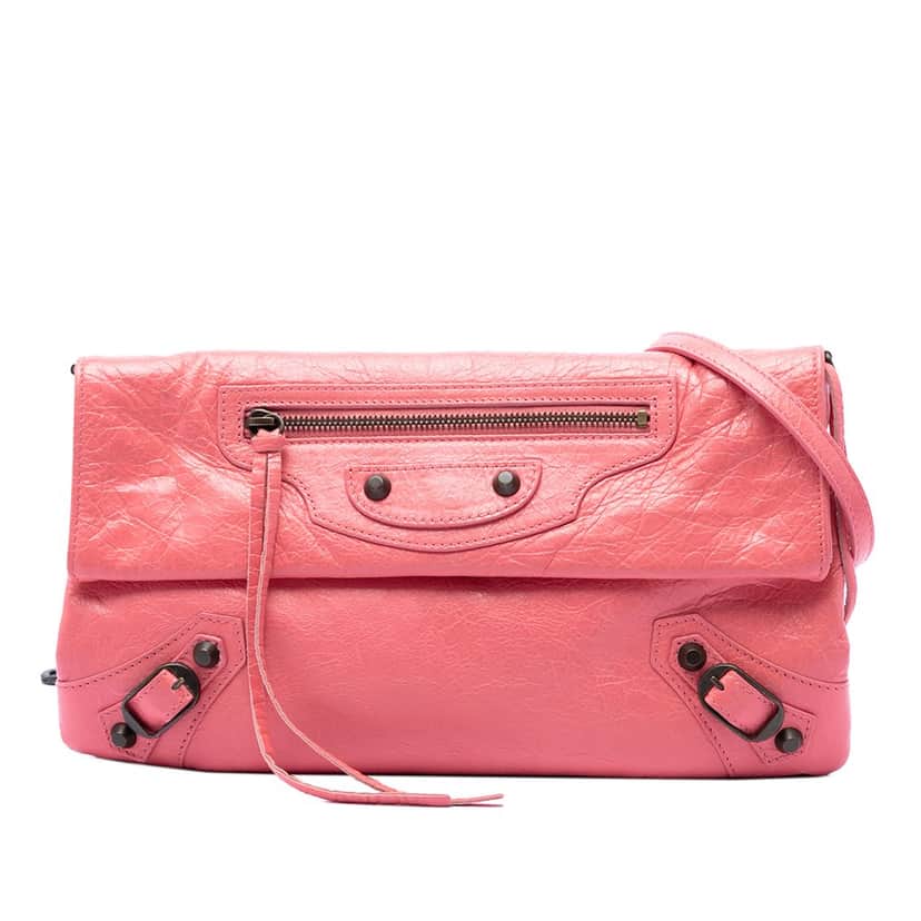 Balenciaga Lambskin Motocross Classic Envelope Crossbody Pink Leather Very good condition - Front View