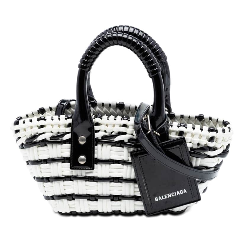Balenciaga Faux Leather Bistro Basket Bag XXS White Very good condition - Front View