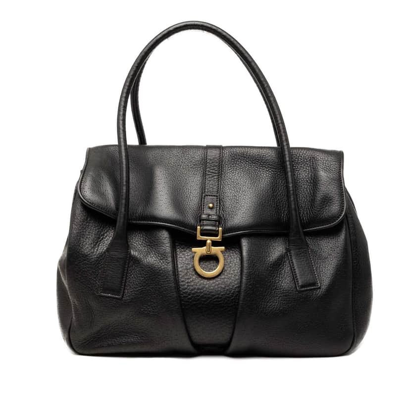 Salvatore Ferragamo Leather Gancini Flap Handbag Black Leather Very good condition - Front View
